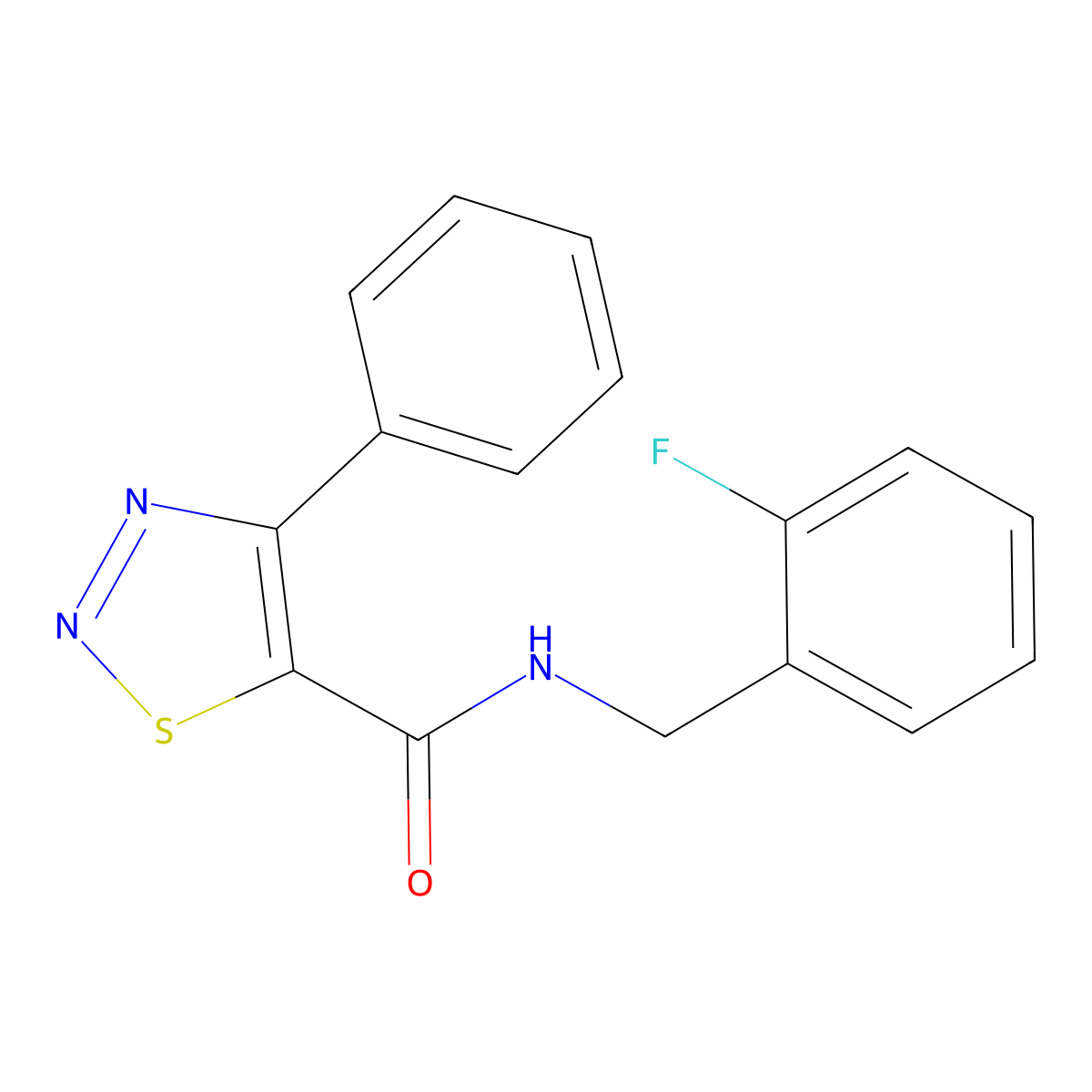 N-(2-fluorobenzyl)-4-phenyl-1,2,3-thiadiazole-5-carboxamide molecular structure, CAS 1000878-59-0