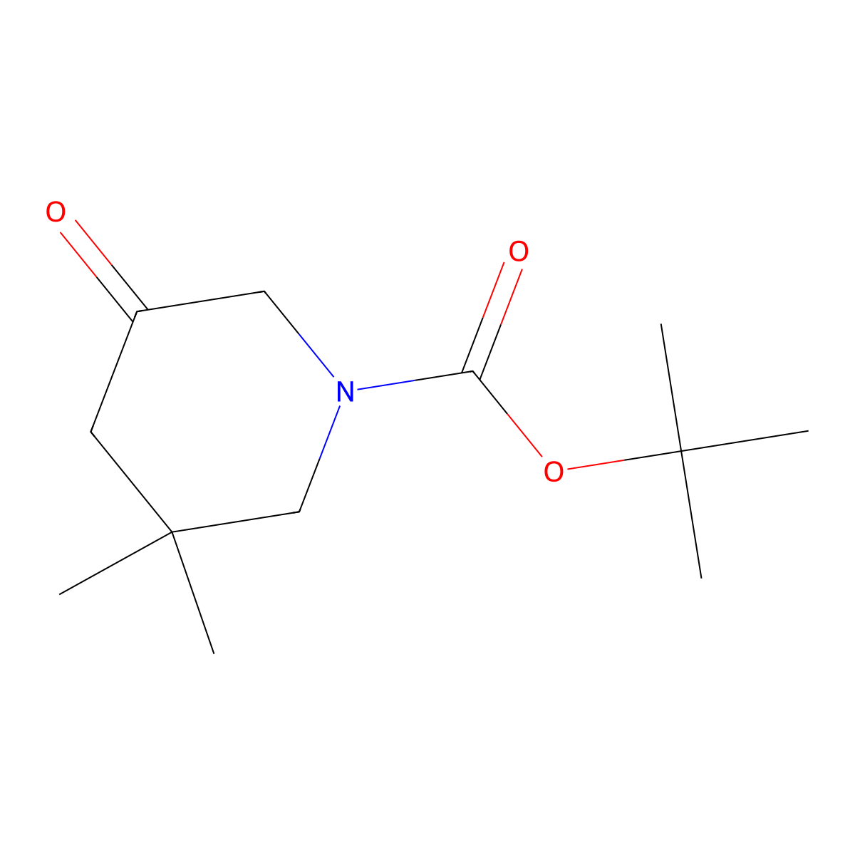 Tert-butyl 3,3-dimethyl-5-oxopiperidine-1-carboxylate molecular structure, CAS 1000894-83-6