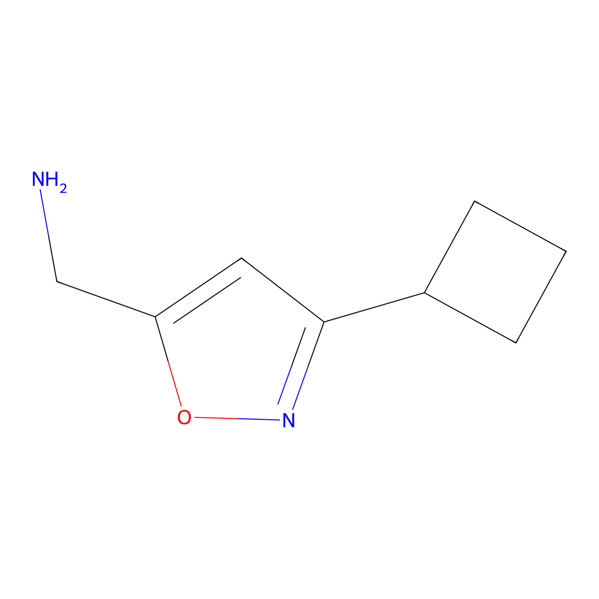 (3-Cyclobutyl-1,2-oxazol-5-yl)methanamine molecular structure, CAS 1000895-34-0
