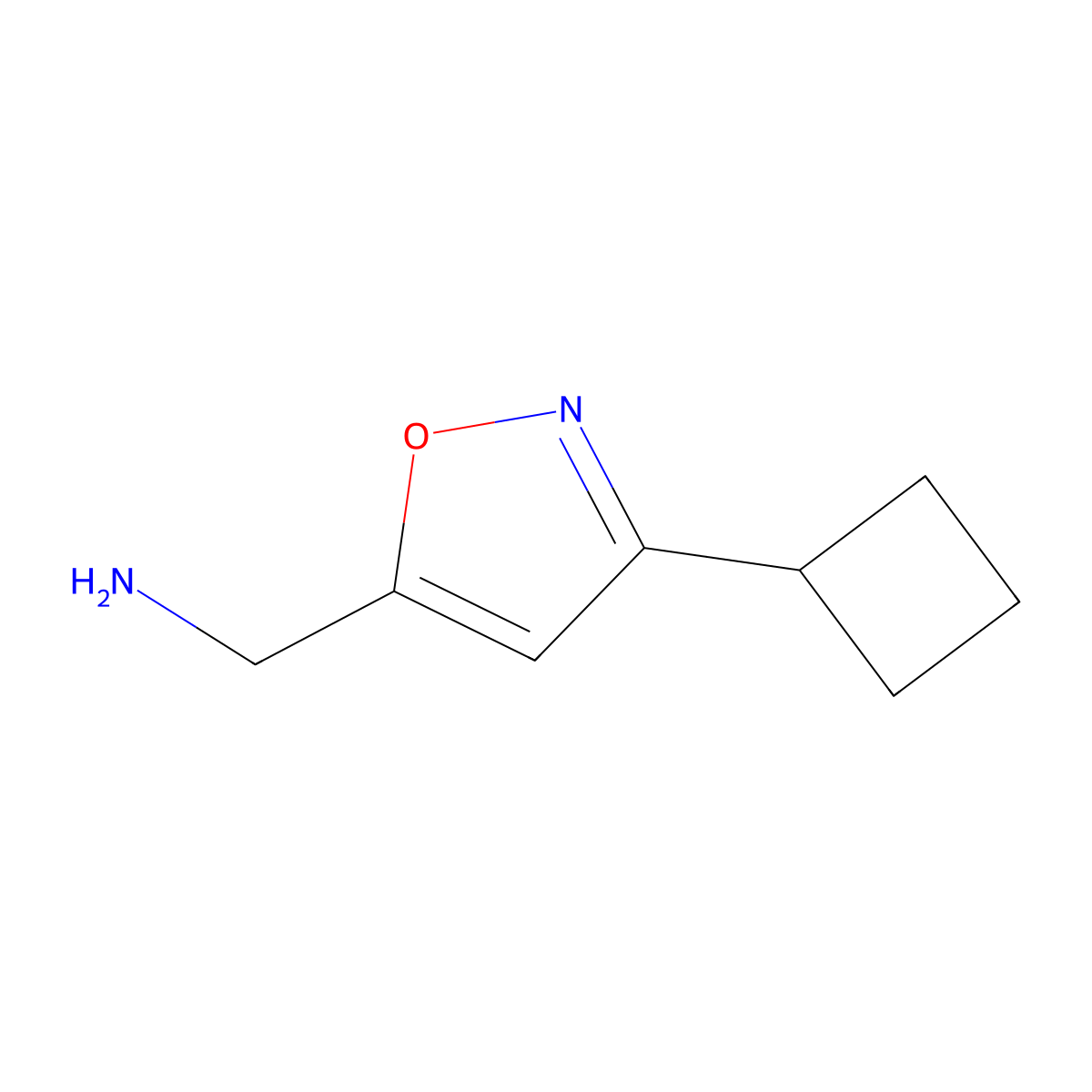 (3-Cyclobutyl-1,2-oxazol-5-yl)methanamine molecular structure, CAS 1000895-34-0