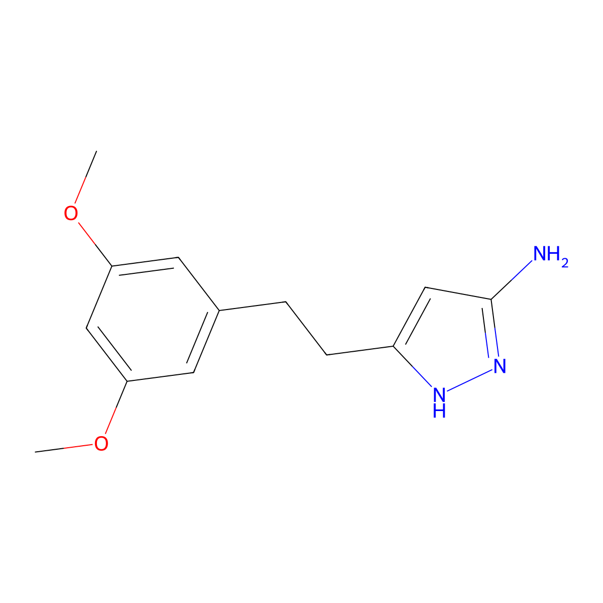 5-(2-(3,5-Dimethoxyphenyl)ethyl)-1H-pyrazol-3-amine molecular structure, CAS 1000895-53-3