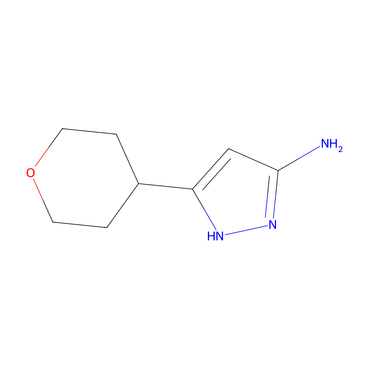 5-(oxan-4-yl)-1H-pyrazol-3-amine molecular structure, CAS 1000896-69-4