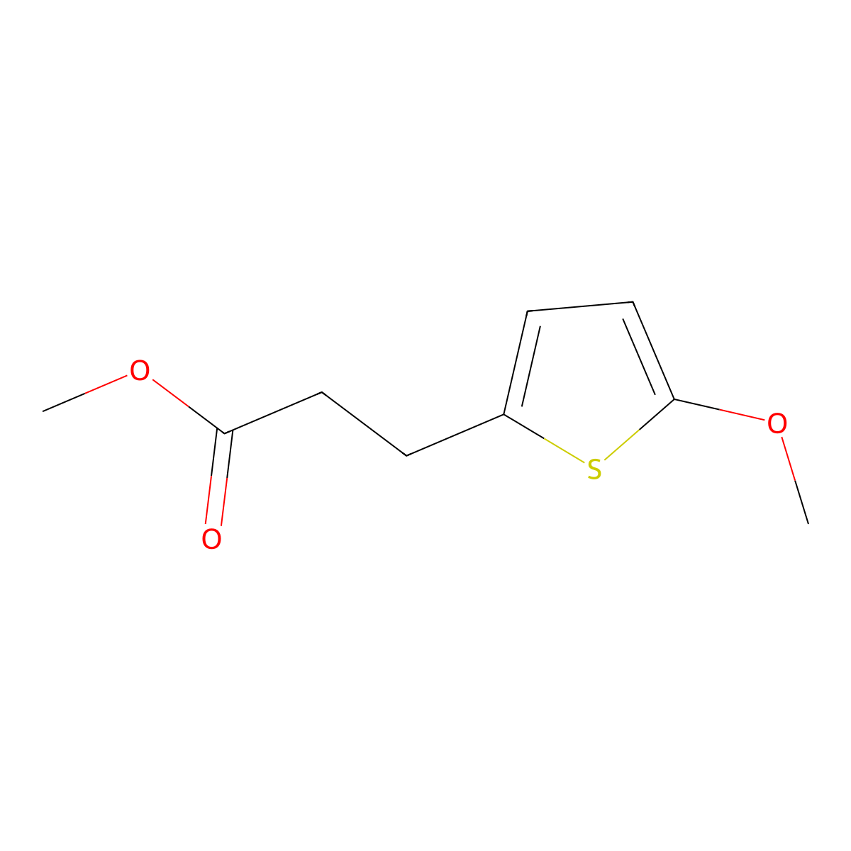 Methyl 3-(5-methoxythiophen-2-yl)propanoate molecular structure, CAS 1000896-80-9