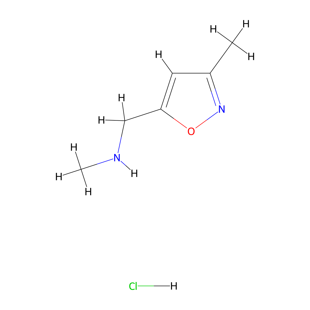 Methyl[(3-methyl-1,2-oxazol-5-yl)methyl]amine hydrochloride molecular structure, CAS 1000896-85-4