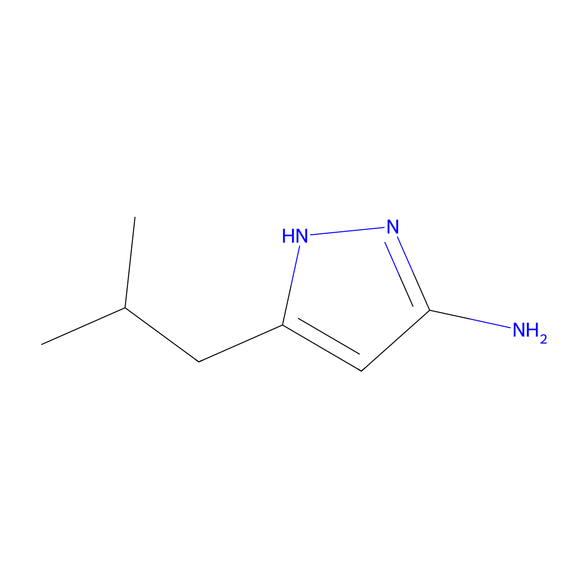 3-(2-methylpropyl)-1H-pyrazol-5-amine molecular structure, CAS 1000896-88-7