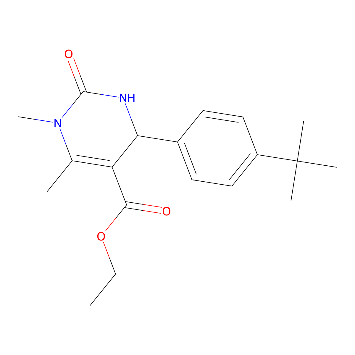 Ethyl 4-[4-(tert-butyl)phenyl]-1,6-dimethyl-2-oxo-1,2,3,4-tetrahydro-5-pyrimidinecarboxylate molecular structure, CAS 1000927-59-2