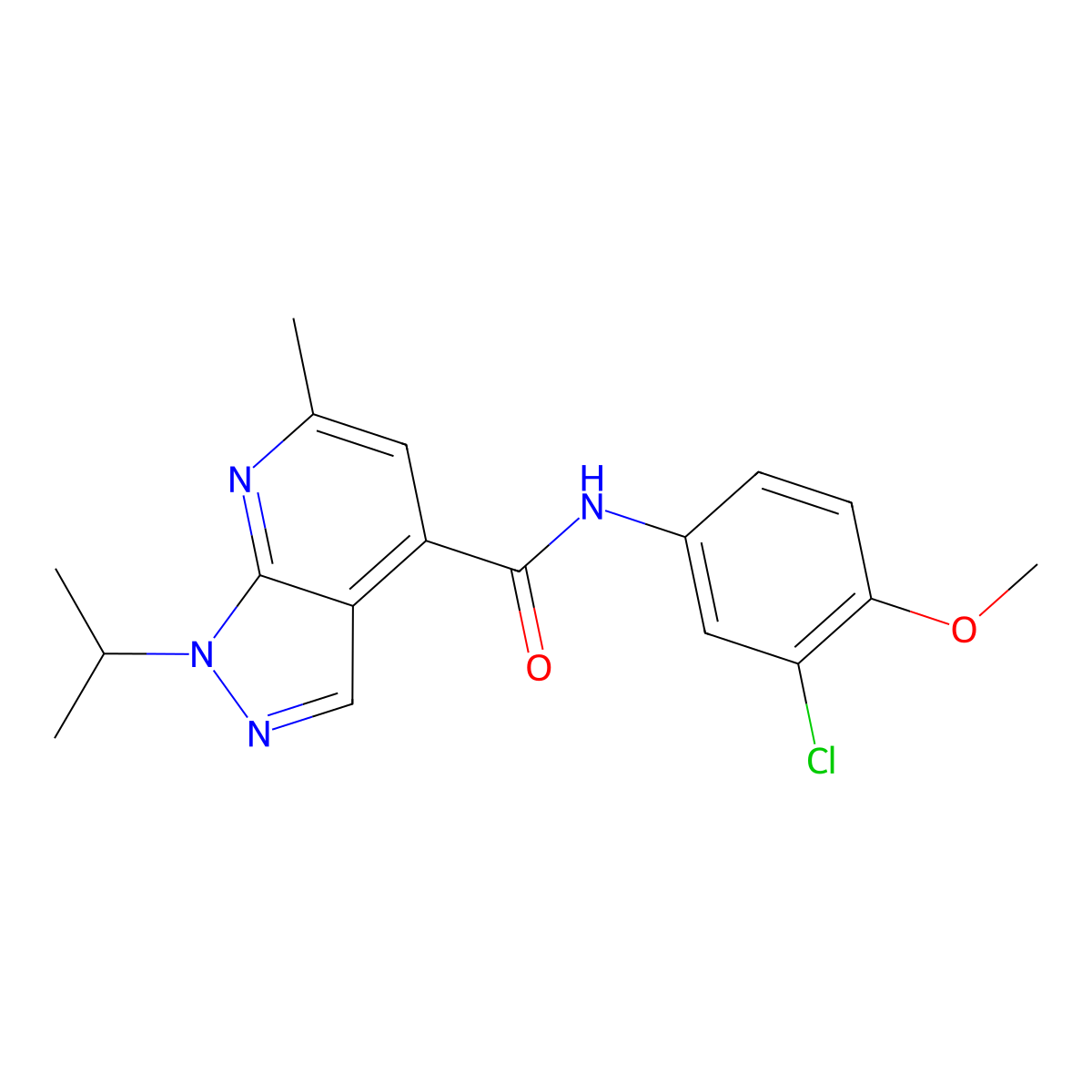 N-(3-chloro-4-methoxyphenyl)-6-methyl-1-(propan-2-yl)-1H-pyrazolo[3,4-b]pyridine-4-carboxamide molecular structure, CAS 1000928-54-0