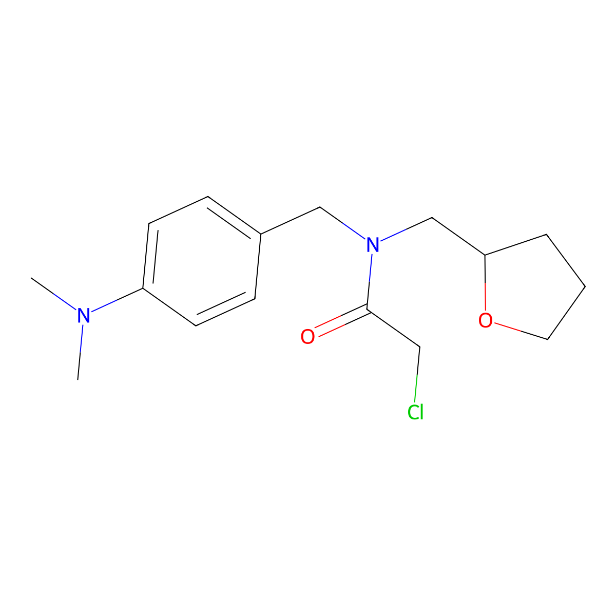 2-chloro-N-[4-(dimethylamino)benzyl]-N-(tetrahydrofuran-2-ylmethyl)acetamide molecular structure, CAS 1000930-28-8