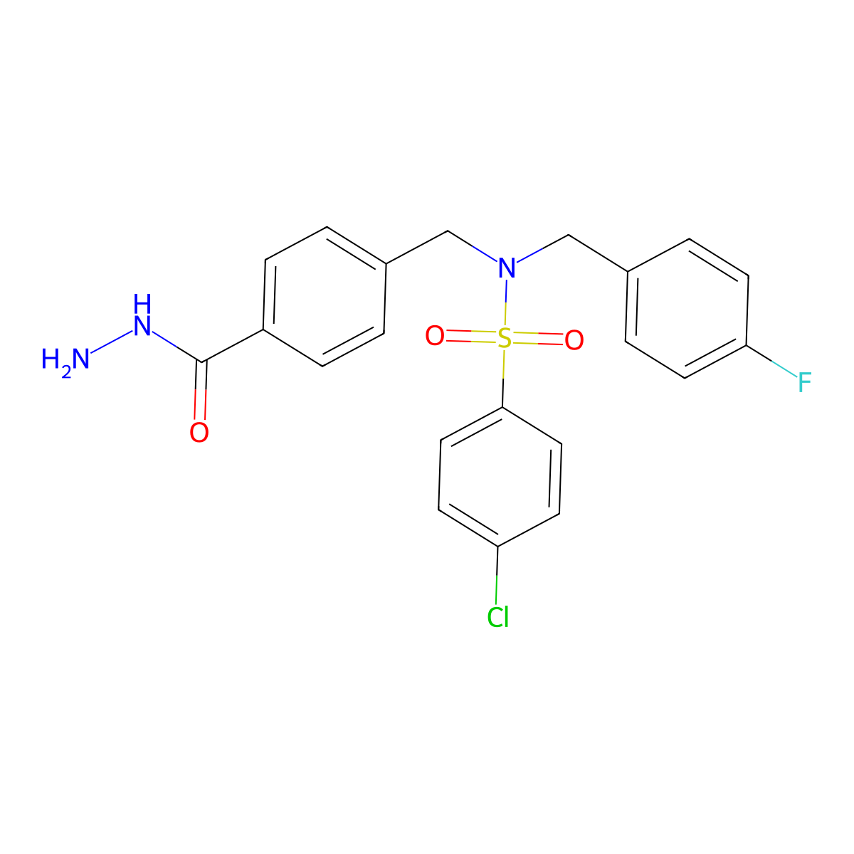 4-Chloro-N-[(4-fluorophenyl)methyl]-N-{[4-(hydrazinecarbonyl)phenyl]methyl}benzene-1-sulfonamide molecular structure, CAS 1000930-52-8