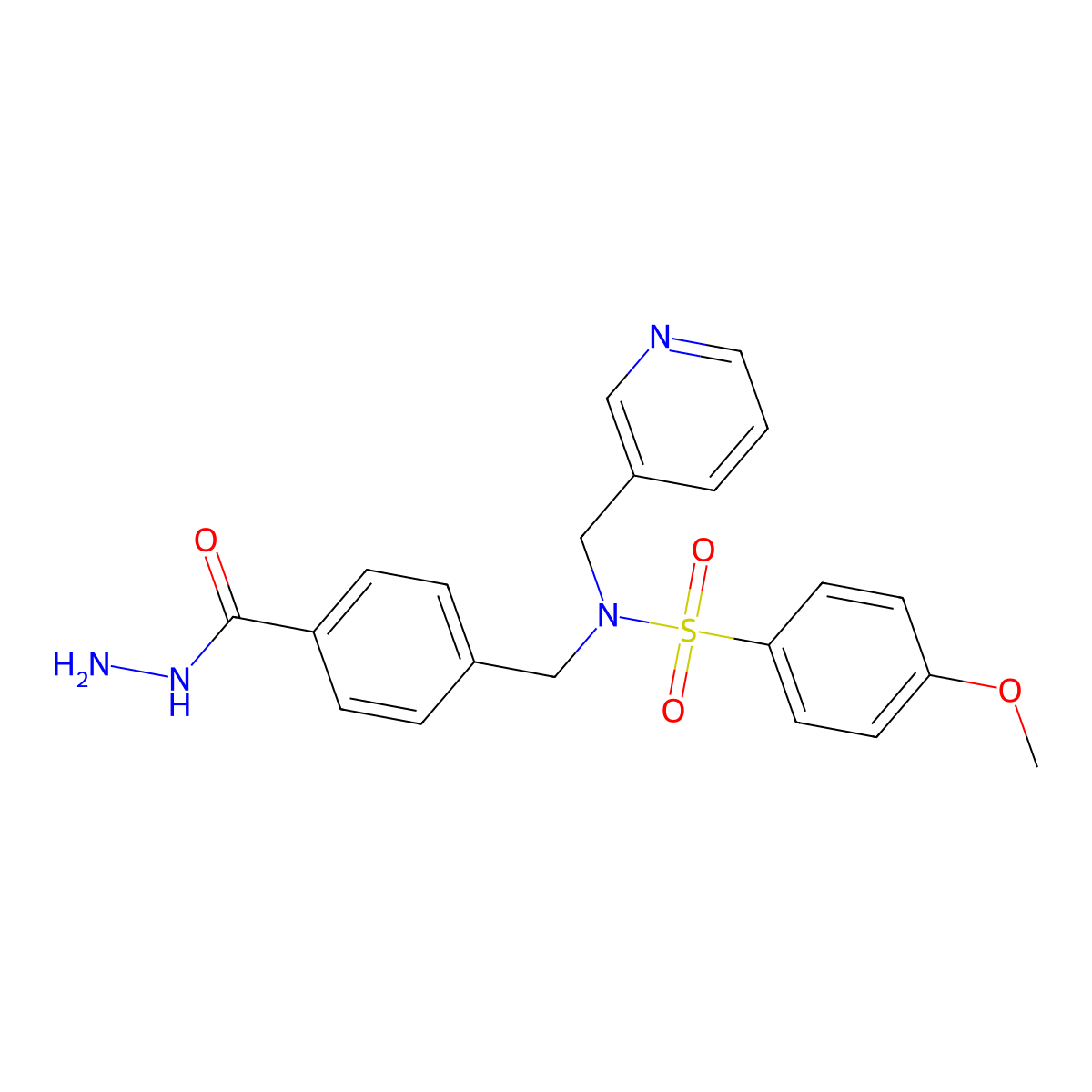 N-{[4-(hydrazinecarbonyl)phenyl]methyl}-4-methoxy-N-(pyridin-3-ylmethyl)benzene-1-sulfonamide molecular structure, CAS 1000930-60-8
