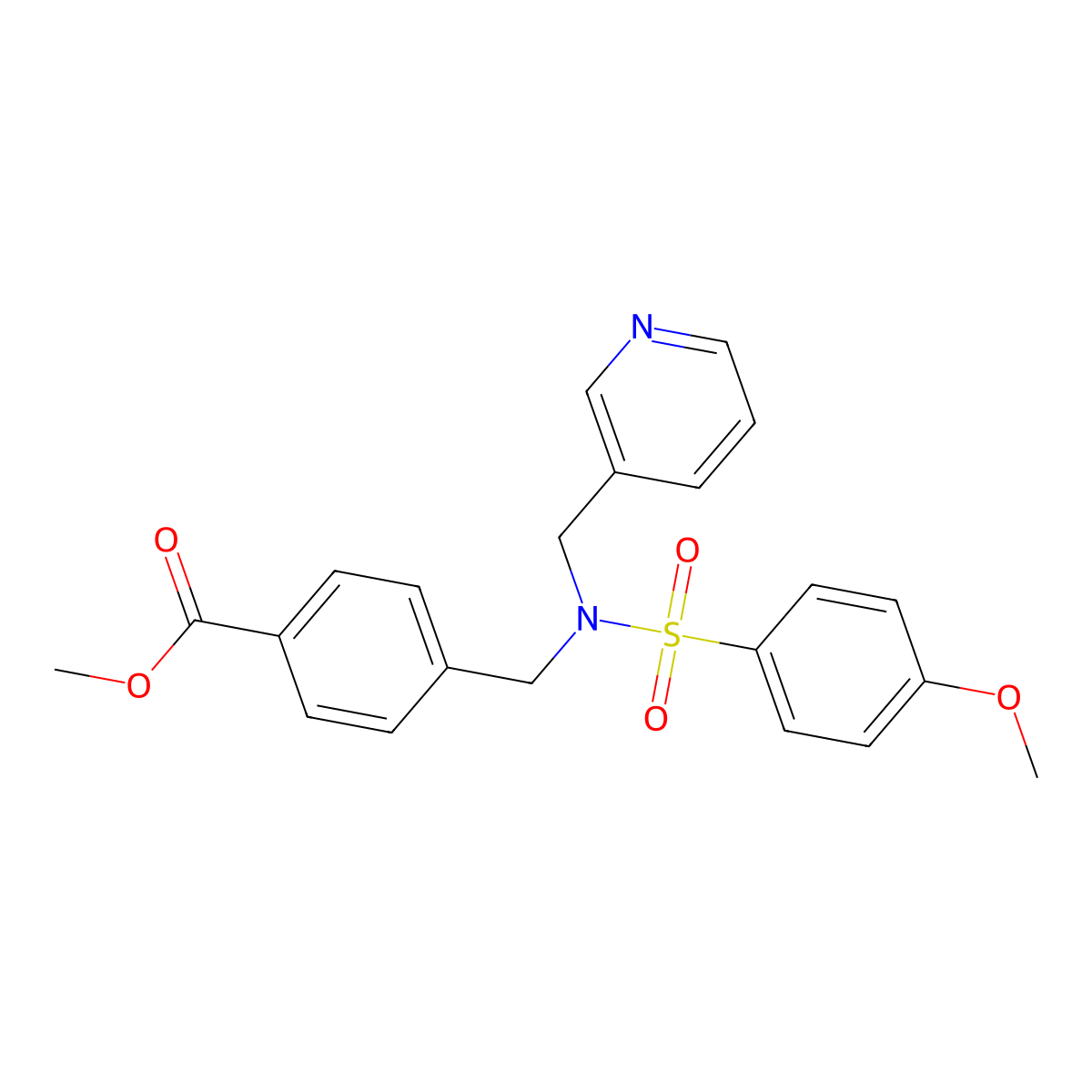 methyl 4-{[N-(pyridin-3-ylmethyl)4-methoxybenzenesulfonamido]methyl}benzoate molecular structure, CAS 1000931-00-9