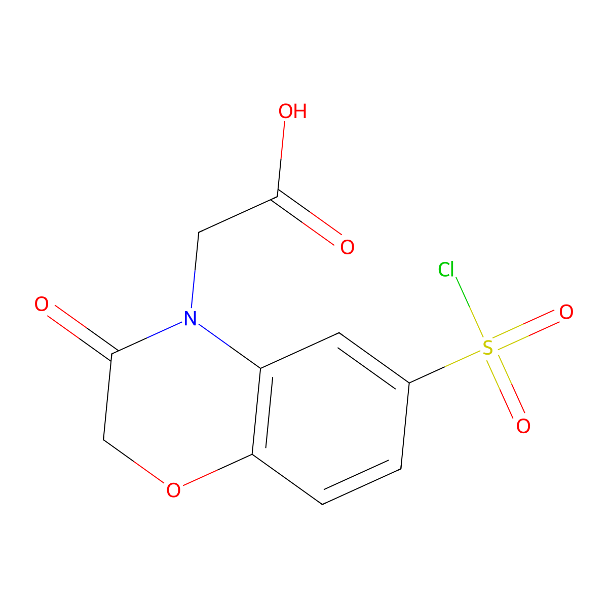 2-[6-(Chlorosulfonyl)-3-oxo-3,4-dihydro-2H-1,4-benzoxazin-4-YL]acetic acid molecular structure, CAS 1000931-08-7