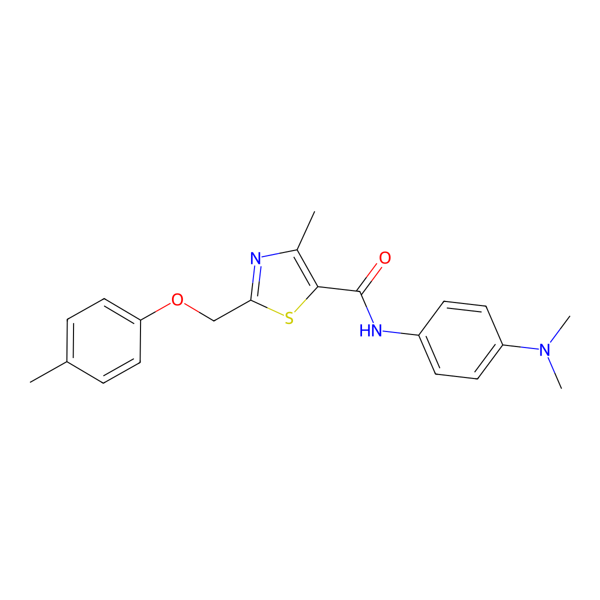 N-[4-(dimethylamino)phenyl]-4-methyl-2-[(4-methylphenoxy)methyl]-1,3-thiazole-5-carboxamide molecular structure, CAS 1000931-15-6