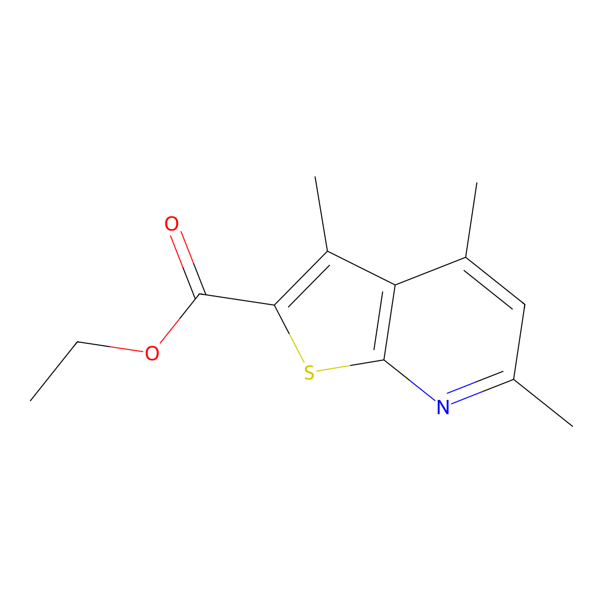 Ethyl 3,4,6-trimethylthieno[2,3-b]pyridine-2-carboxylate molecular structure, CAS 1000931-20-3