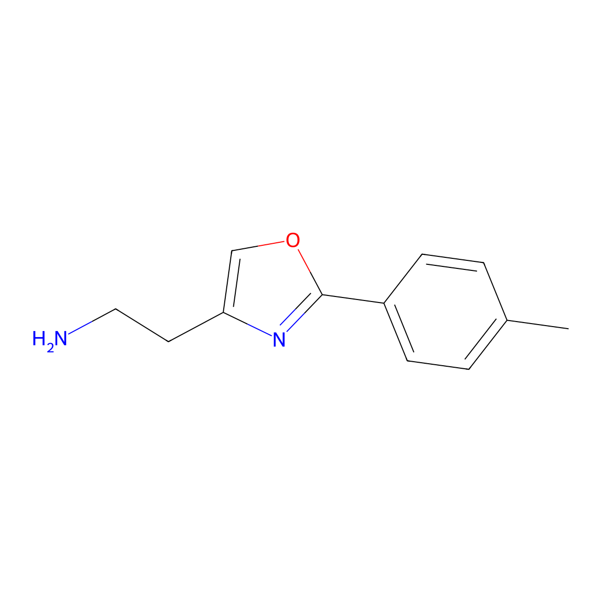 2-(2-(4-Methylphenyl)-1,3-oxazol-4-yl)ethan-1-amine molecular structure, CAS 1000931-30-5