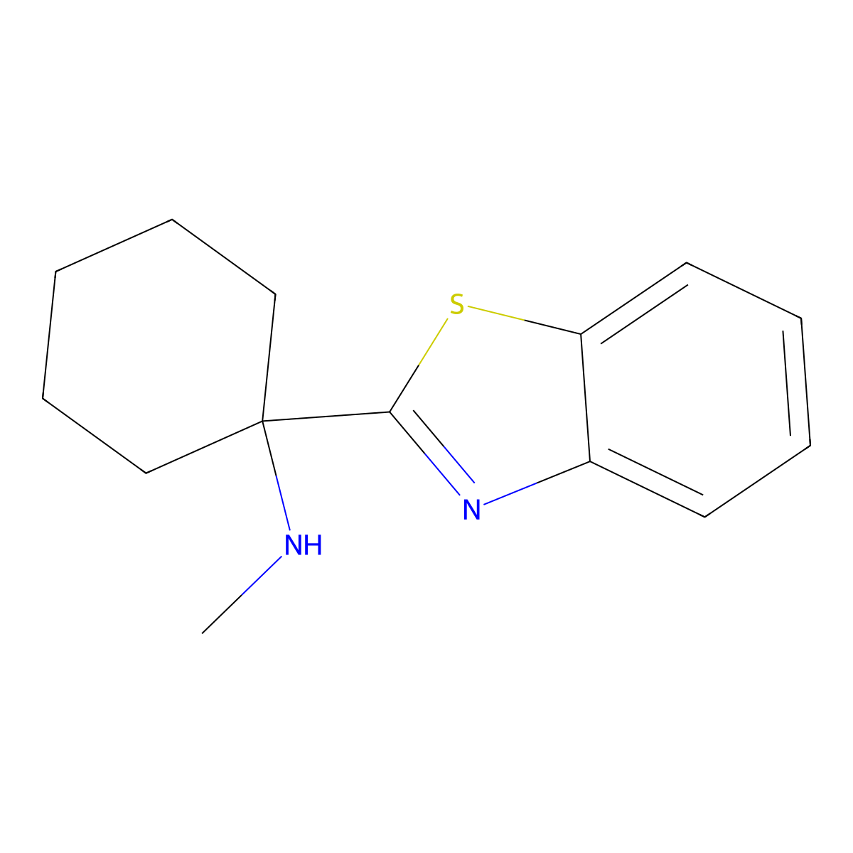 1-(1,3-benzothiazol-2-yl)-N-methylcyclohexan-1-amine molecular structure, CAS 1000931-32-7