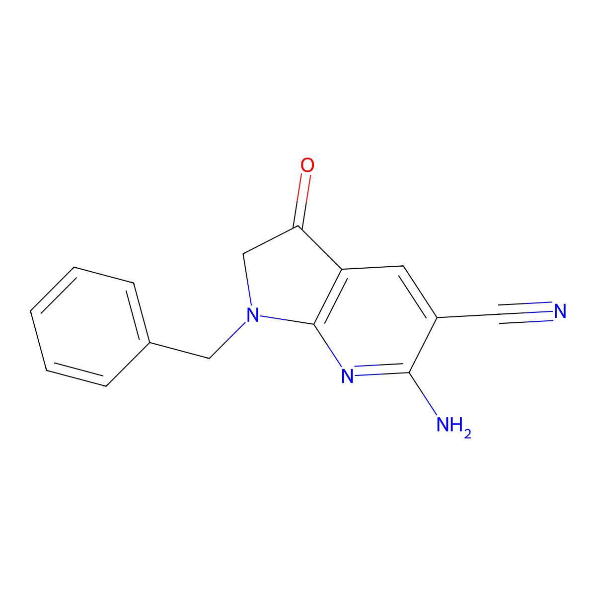 6-amino-1-benzyl-3-oxo-2,3-dihydro-1H-pyrrolo[2,3-b]pyridine-5-carbonitrile molecular structure, CAS 1000931-34-9