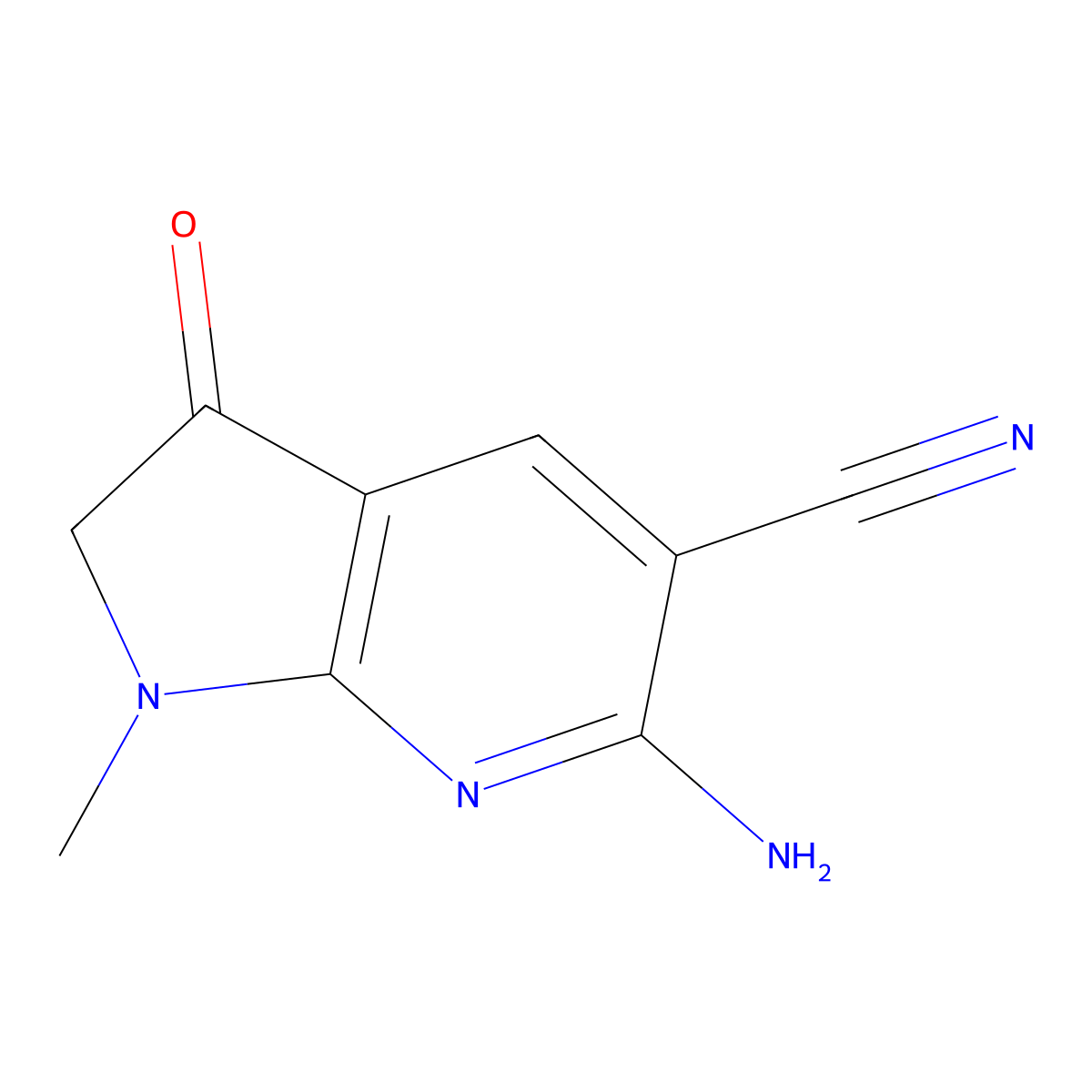 6-amino-1-methyl-3-oxo-2,3-dihydro-1H-pyrrolo[2,3-b]pyridine-5-carbonitrile molecular structure, CAS 1000931-42-9