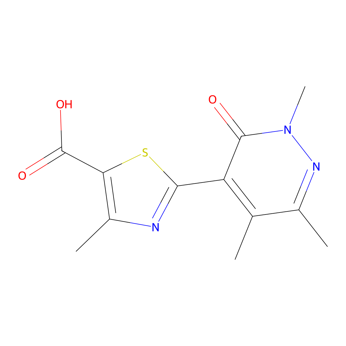 4-Methyl-2-(2,5,6-trimethyl-3-oxo-2,3-dihydropyridazin-4-yl)-1,3-thiazole-5-carboxylic acid molecular structure, CAS 1000931-44-1