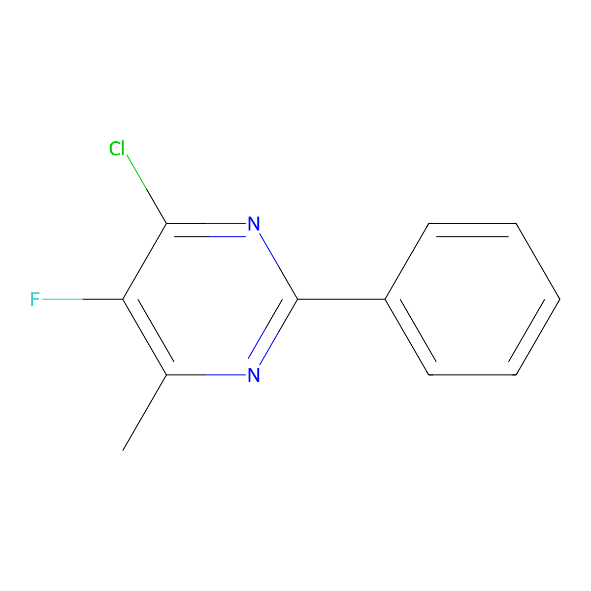 4-Chloro-5-fluoro-6-methyl-2-phenylpyrimidine molecular structure, CAS 1000931-50-9