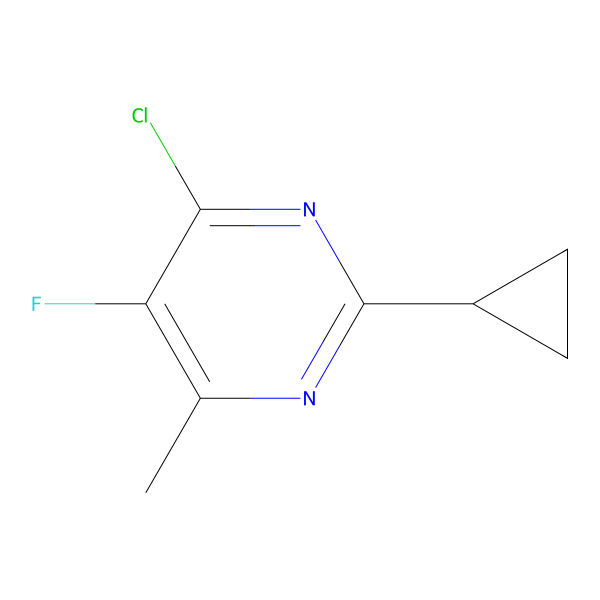 4-Chloro-2-cyclopropyl-5-fluoro-6-methylpyrimidine molecular structure, CAS 1000931-54-3