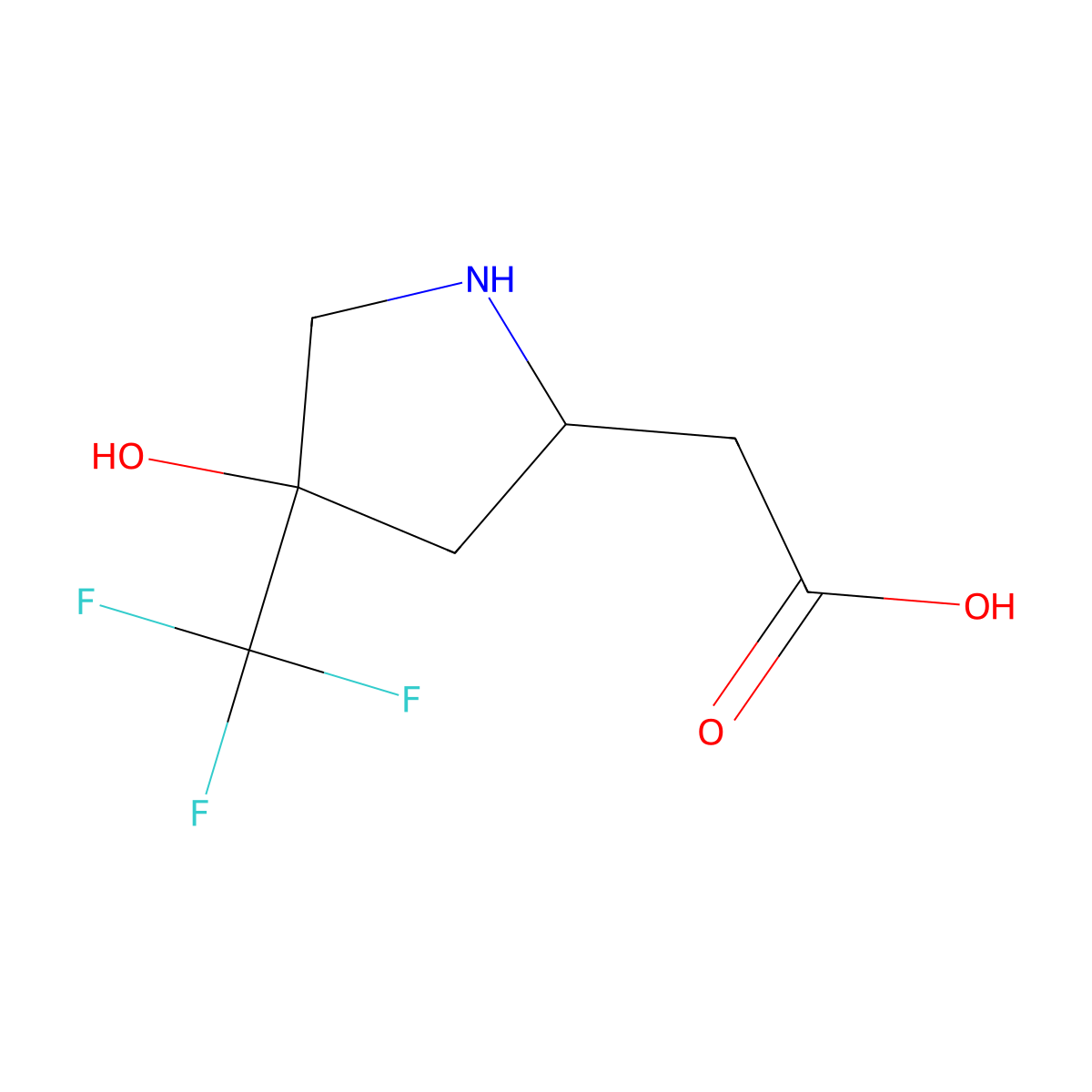2-[4-Hydroxy-4-(trifluoromethyl)pyrrolidin-2-yl]acetic acid molecular structure, CAS 1000931-68-9