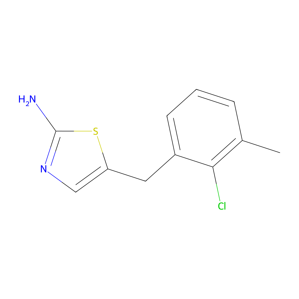 5-[(2-Chloro-3-methylphenyl)methyl]-2,3-dihydro-1,3-thiazol-2-imine molecular structure, CAS 1000931-88-3
