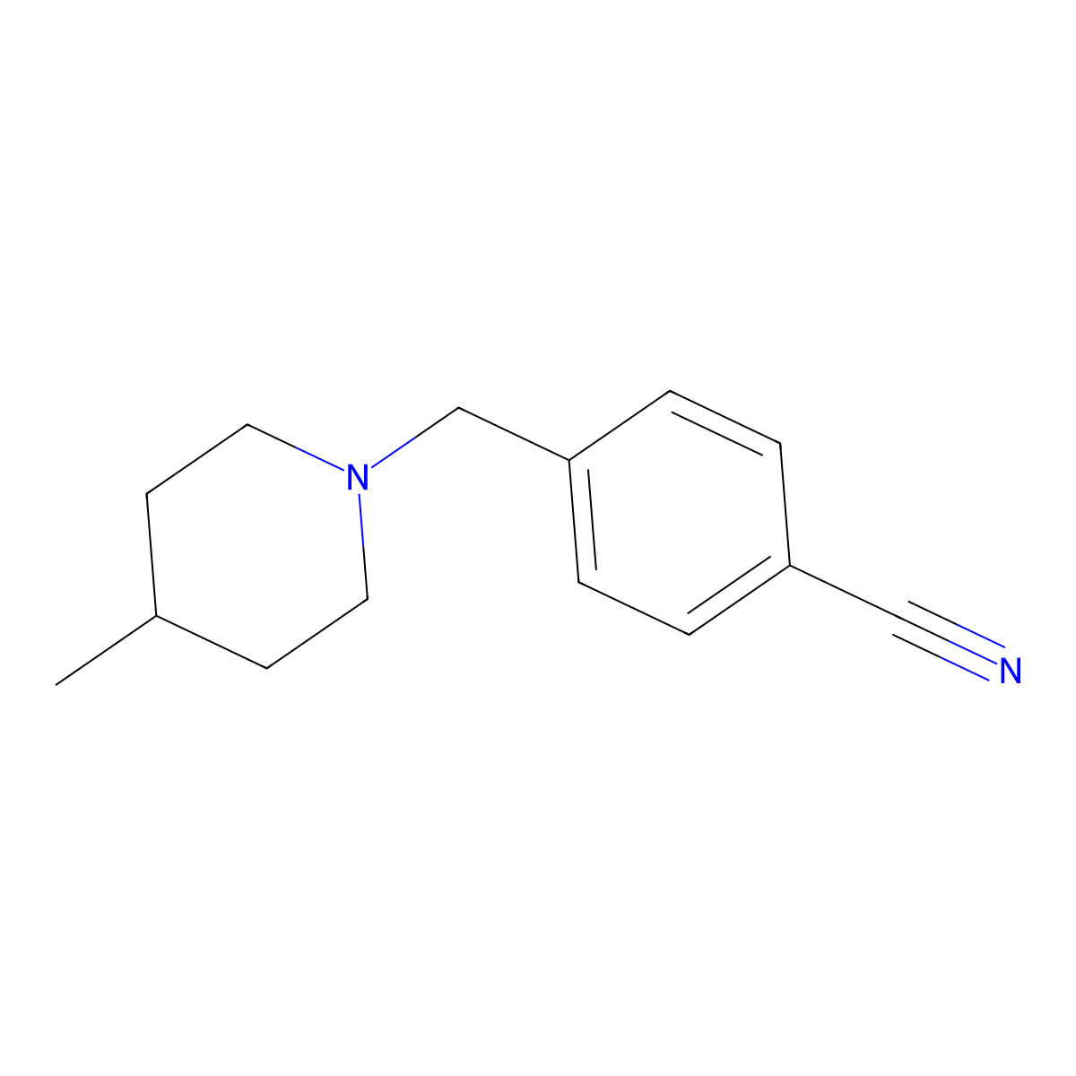 4-((4-Methylpiperidin-1-yl)methyl)benzonitrile molecular structure, CAS 1000931-95-2