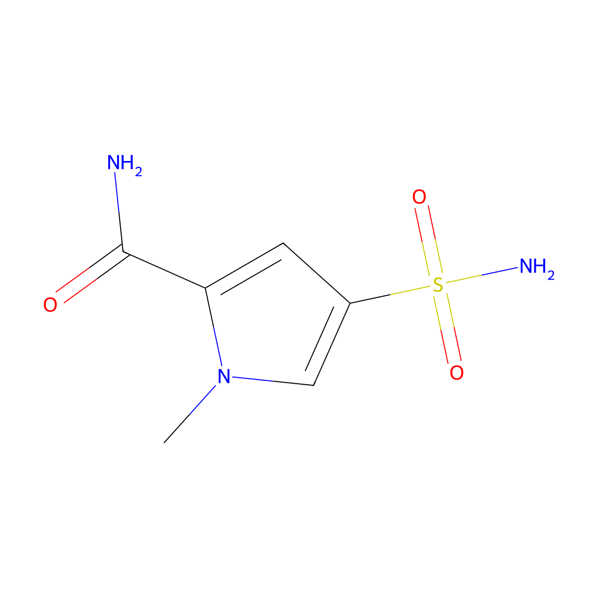 1-methyl-4-sulfamoyl-1H-pyrrole-2-carboxamide molecular structure, CAS 1000931-97-4