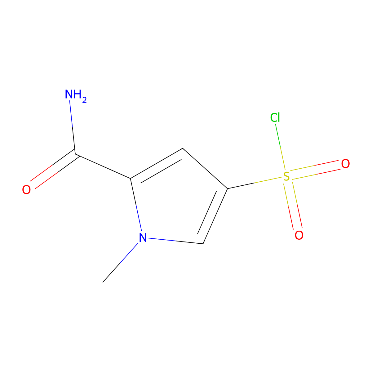 5-(Aminocarbonyl)-1-methyl-1H-pyrrole-3-sulfonyl chloride molecular structure, CAS 1000931-98-5