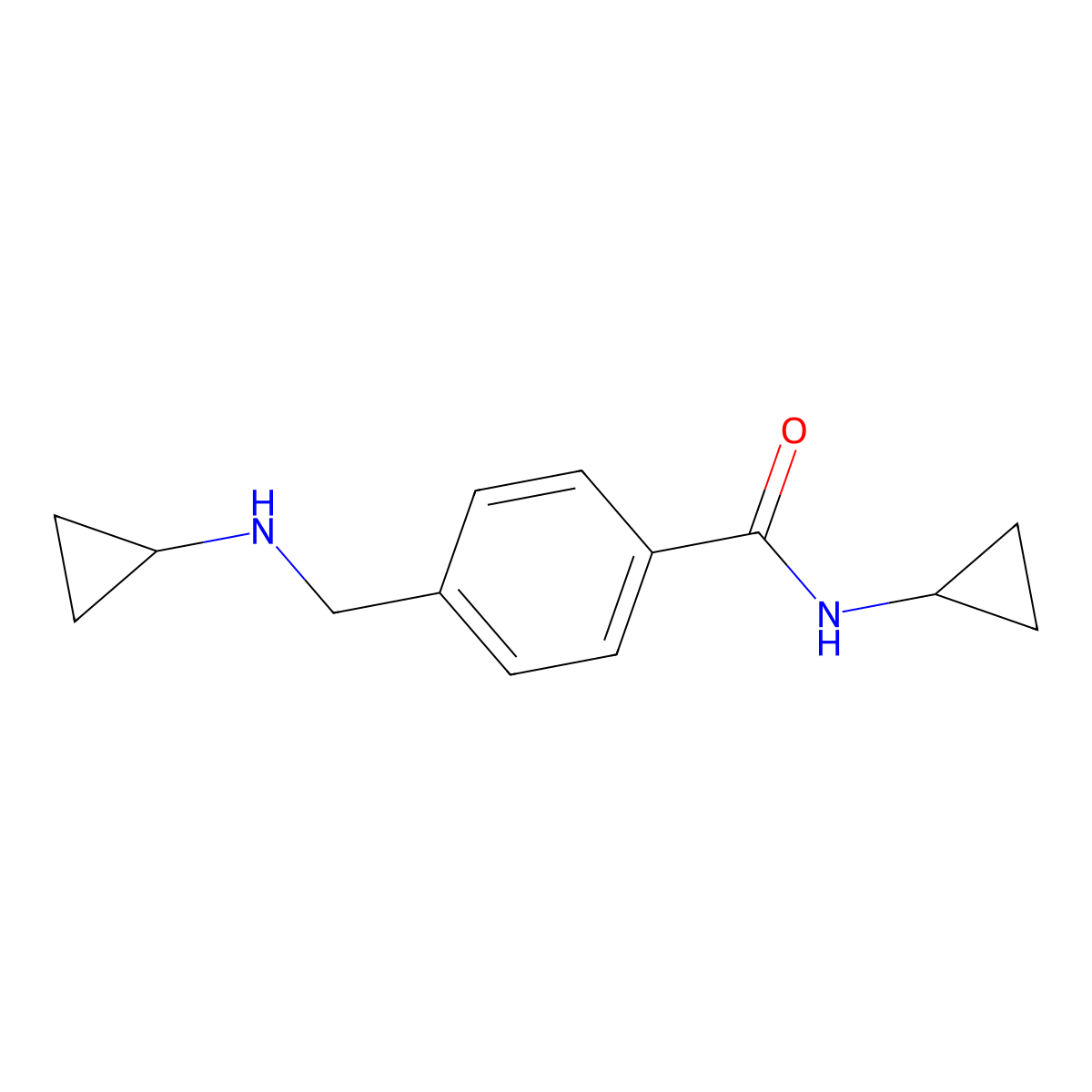 N-cyclopropyl-4-((cyclopropylamino)methyl)benzamide molecular structure, CAS 1000932-00-2