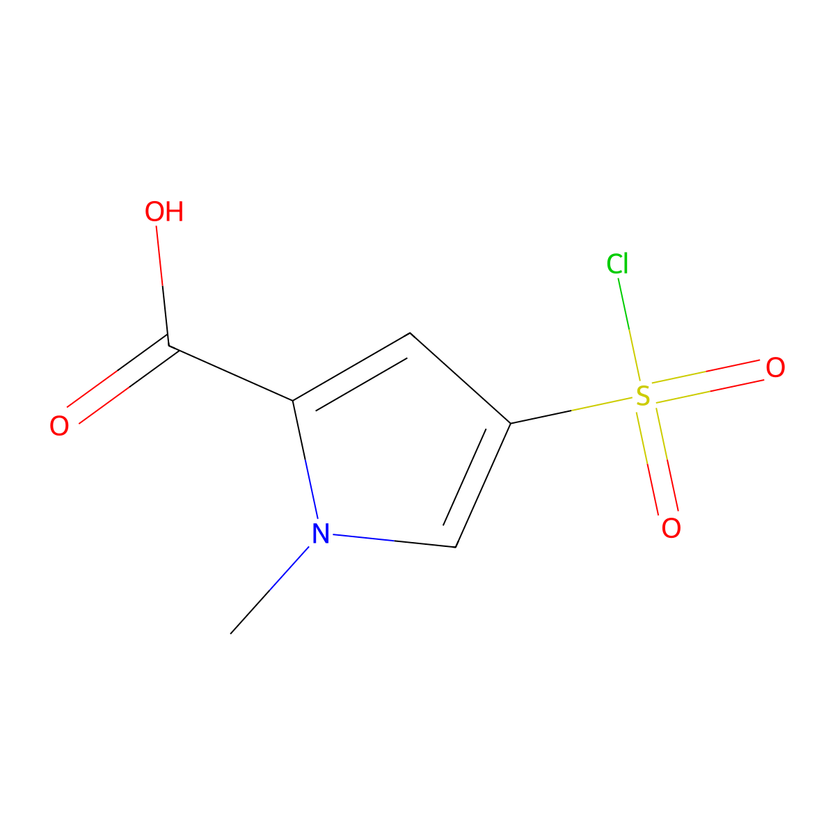 4-(chlorosulfonyl)-1-methyl-1H-pyrrole-2-carboxylic acid molecular structure, CAS 1000932-01-3