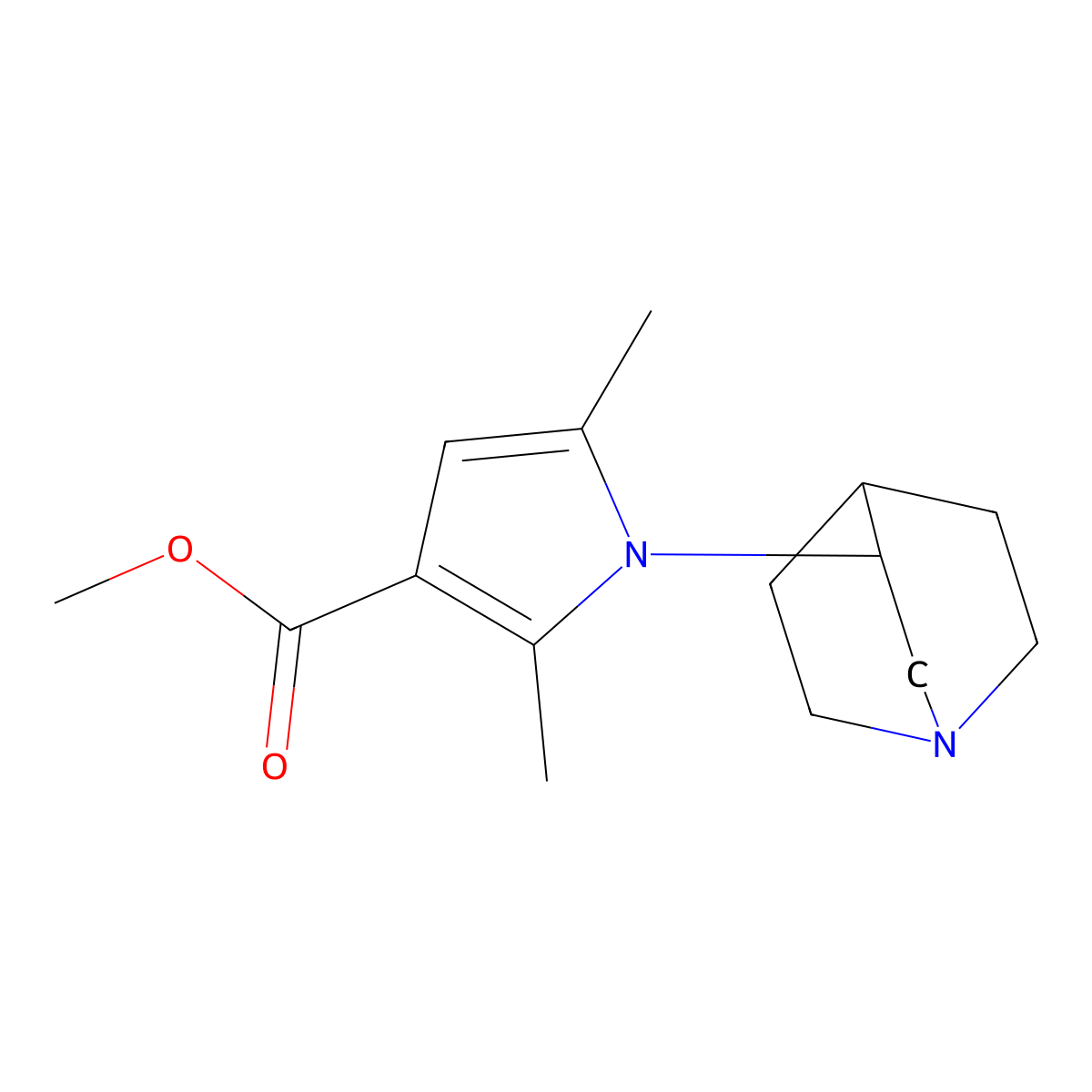 methyl 1-{1-azabicyclo[2.2.2]octan-3-yl}-2,5-dimethyl-1H-pyrrole-3-carboxylate molecular structure, CAS 1000932-03-5
