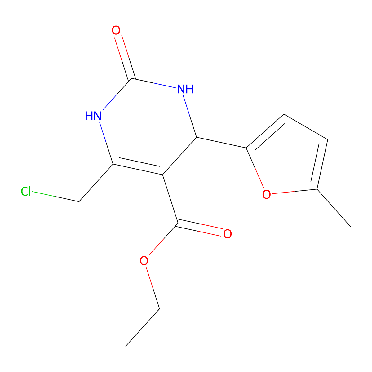 Ethyl 6-(chloromethyl)-4-(5-methyl-2-furyl)-2-oxo-1,2,3,4-tetrahydropyrimidine-5-carboxylate molecular structure, CAS 1000932-06-8