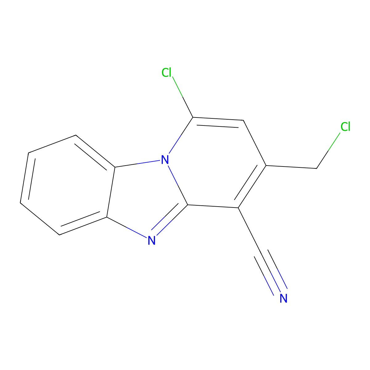1-Chloro-3-(chloromethyl)pyrido[1,2-a]benzimidazole-4-carbonitrile molecular structure, CAS 1000932-19-3