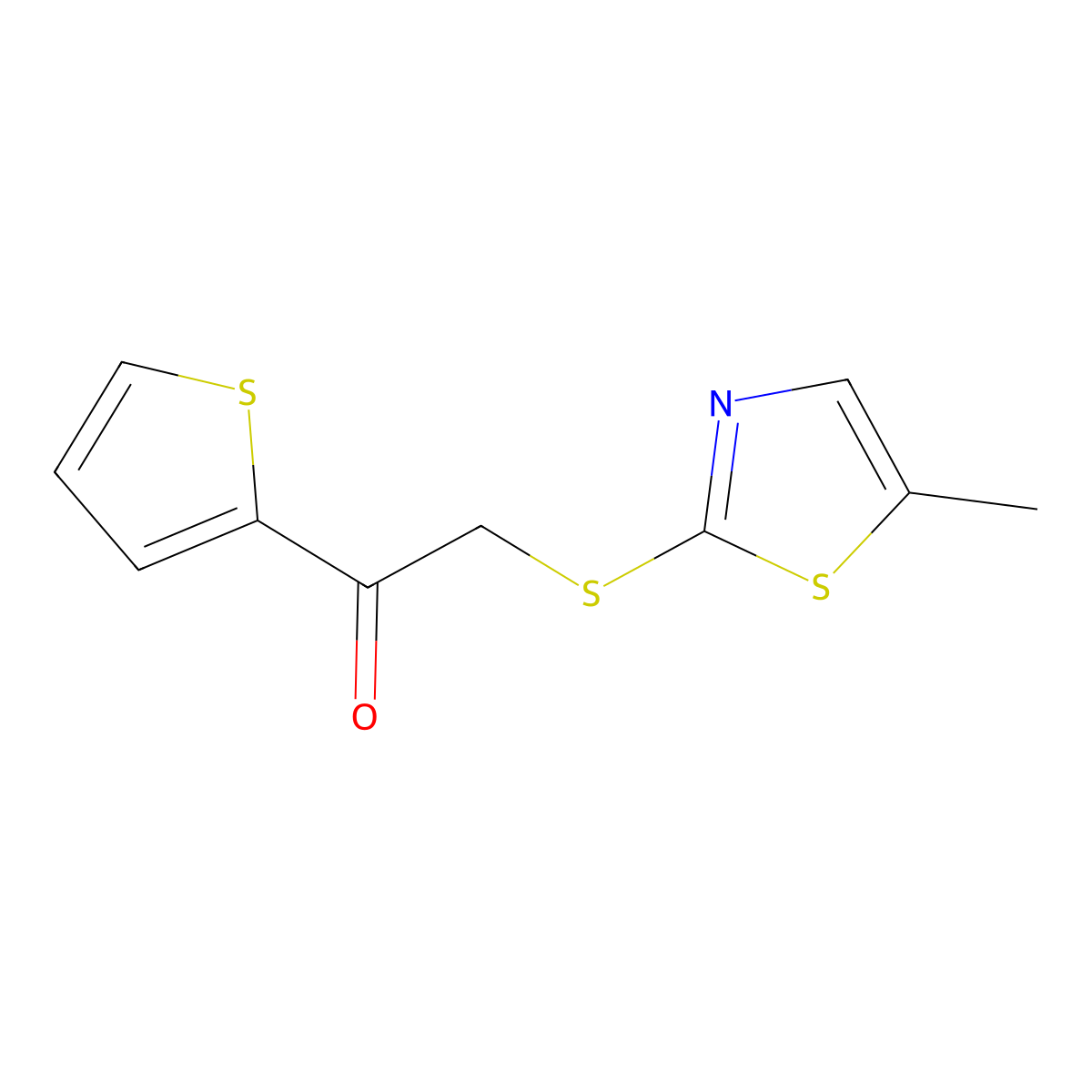 2-[(5-Methyl-1,3-thiazol-2-yl)sulfanyl]-1-(thiophen-2-yl)ethan-1-one molecular structure, CAS 1000932-25-1