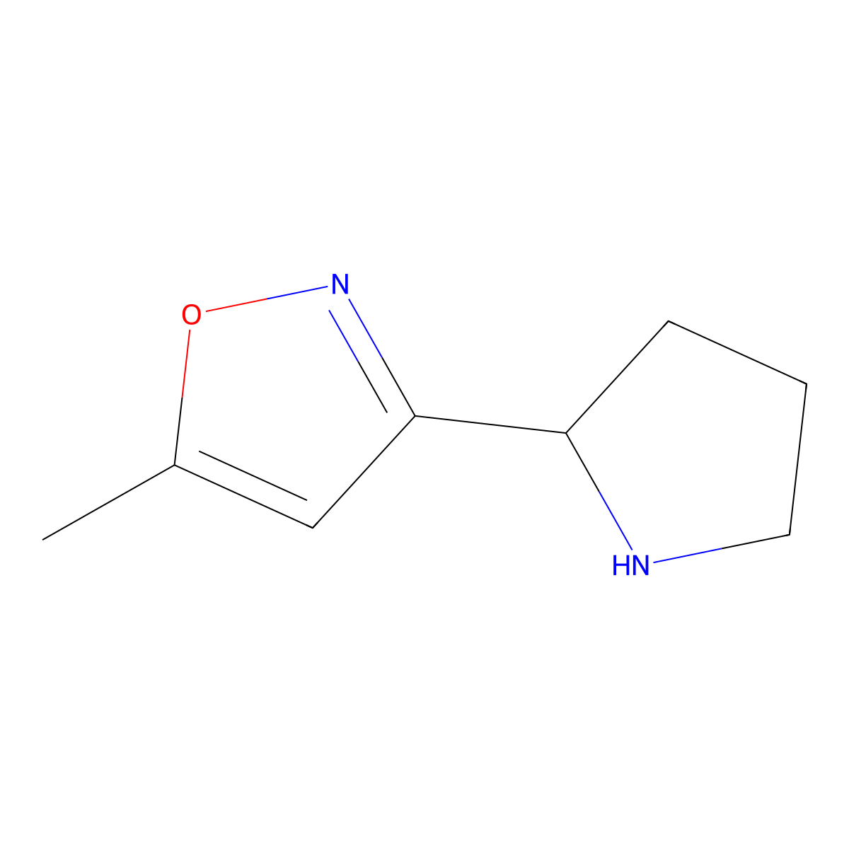 5-Methyl-3-(pyrrolidin-2-yl)-1,2-oxazole molecular structure, CAS 1000932-34-2
