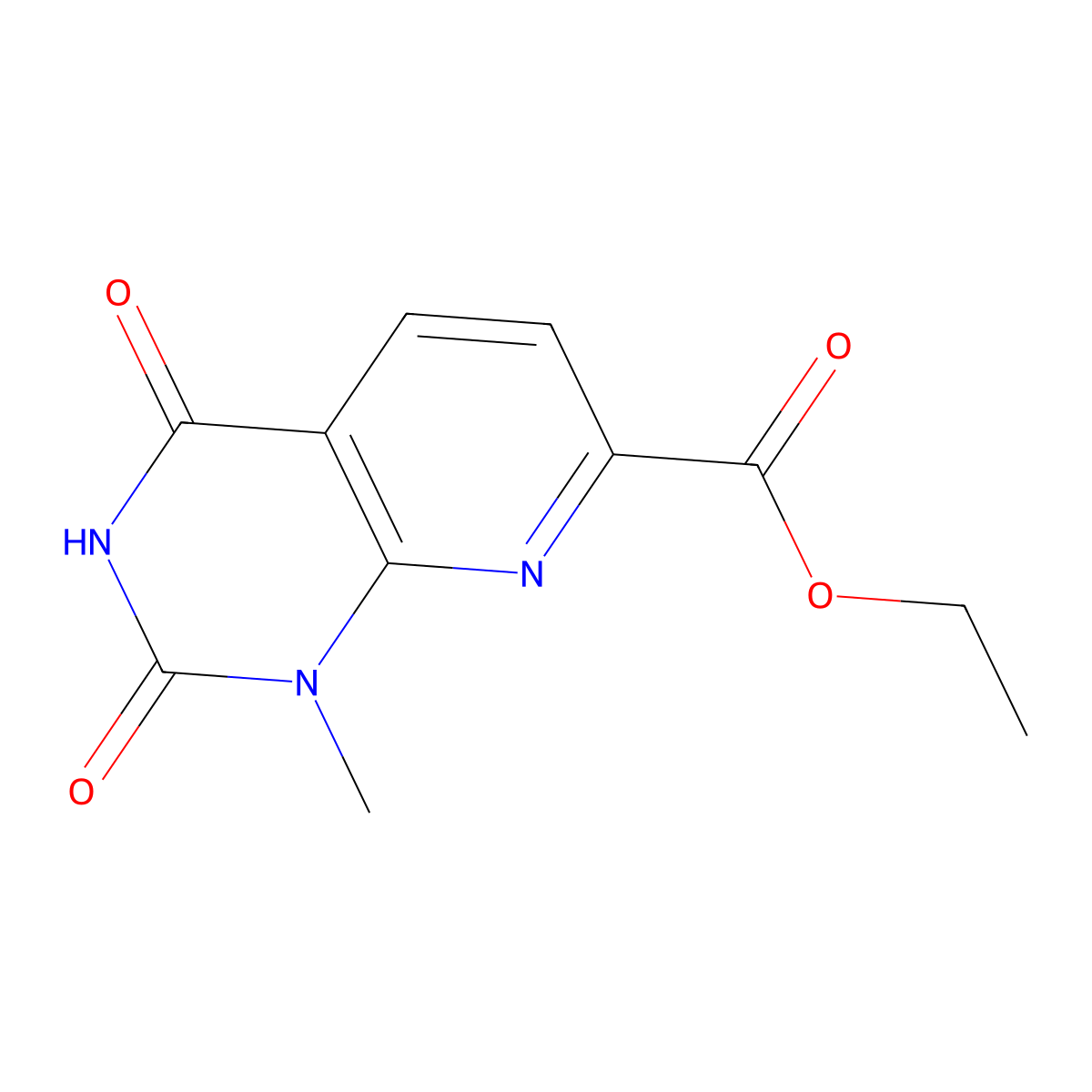 ethyl 1-methyl-2,4-dioxo-1H,2H,3H,4H-pyrido[2,3-d]pyrimidine-7-carboxylate molecular structure, CAS 1000932-39-7