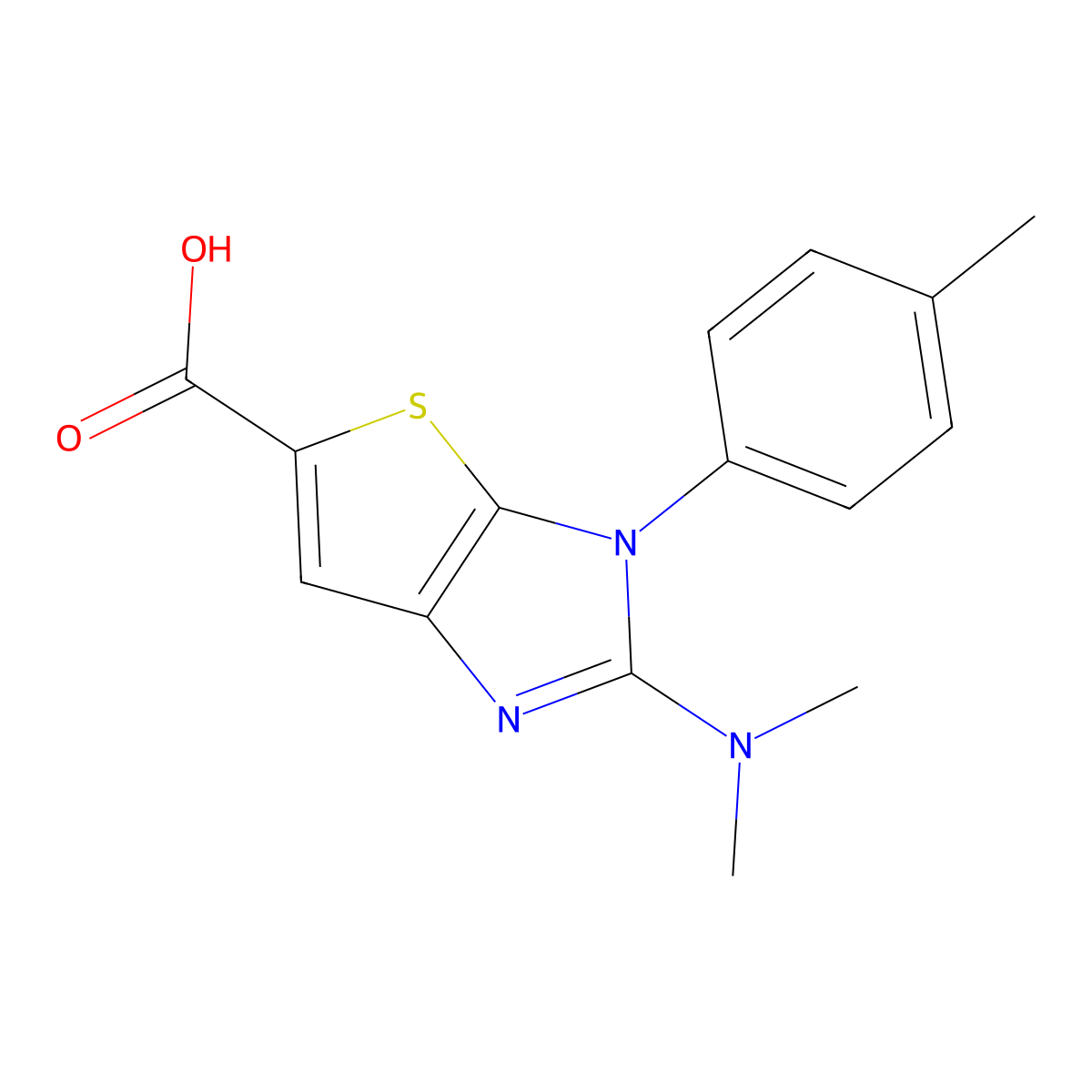2-(dimethylamino)-3-(4-methylphenyl)-3H-thieno[2,3-d]imidazole-5-carboxylic acid molecular structure, CAS 1000932-46-6