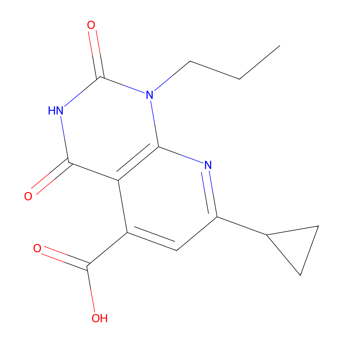 7-cyclopropyl-2,4-dioxo-1-propyl-1H,2H,3H,4H-pyrido[2,3-d]pyrimidine-5-carboxylic acid molecular structure, CAS 1000932-48-8