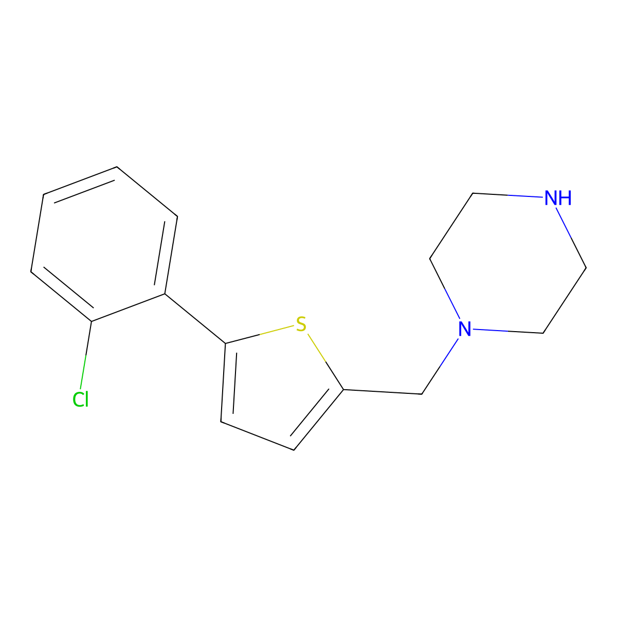 1-{[5-(2-Chlorophenyl)thiophen-2-yl]methyl}piperazine molecular structure, CAS 1000932-50-2
