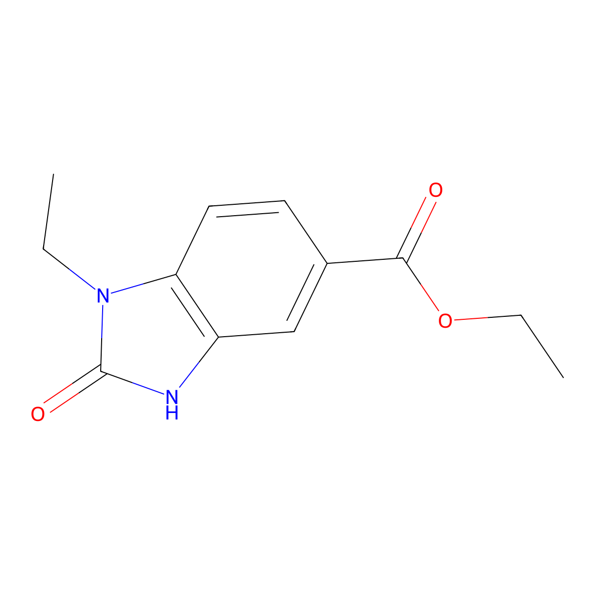 ethyl 1-ethyl-2-oxo-2,3-dihydro-1H-1,3-benzodiazole-5-carboxylate molecular structure, CAS 1000932-51-3