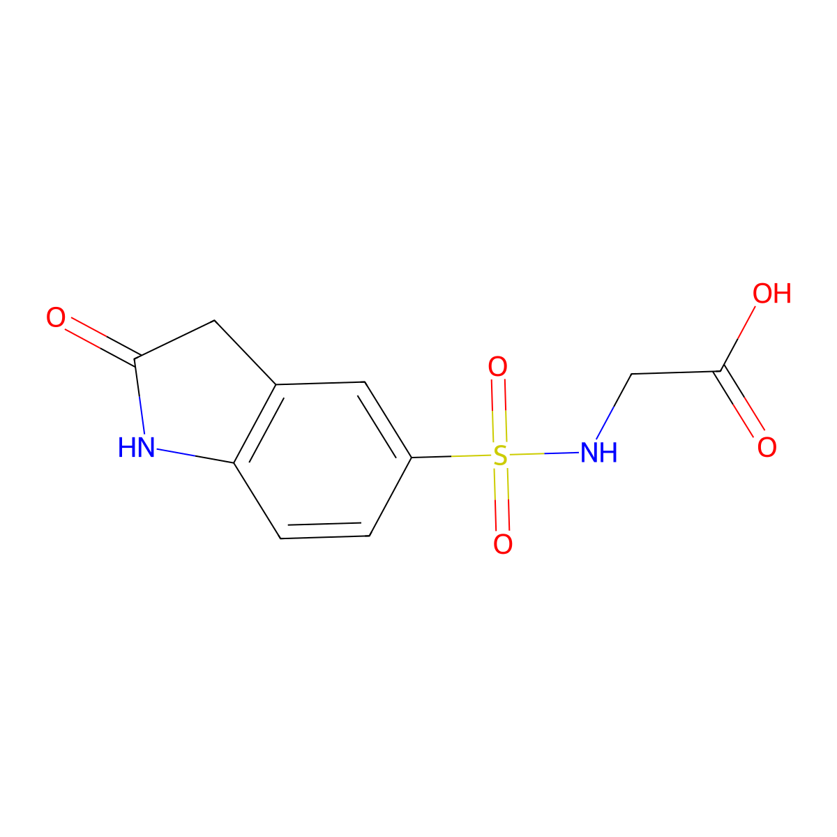 2-(2-oxo-2,3-dihydro-1H-indole-5-sulfonamido)acetic acid molecular structure, CAS 1000932-56-8