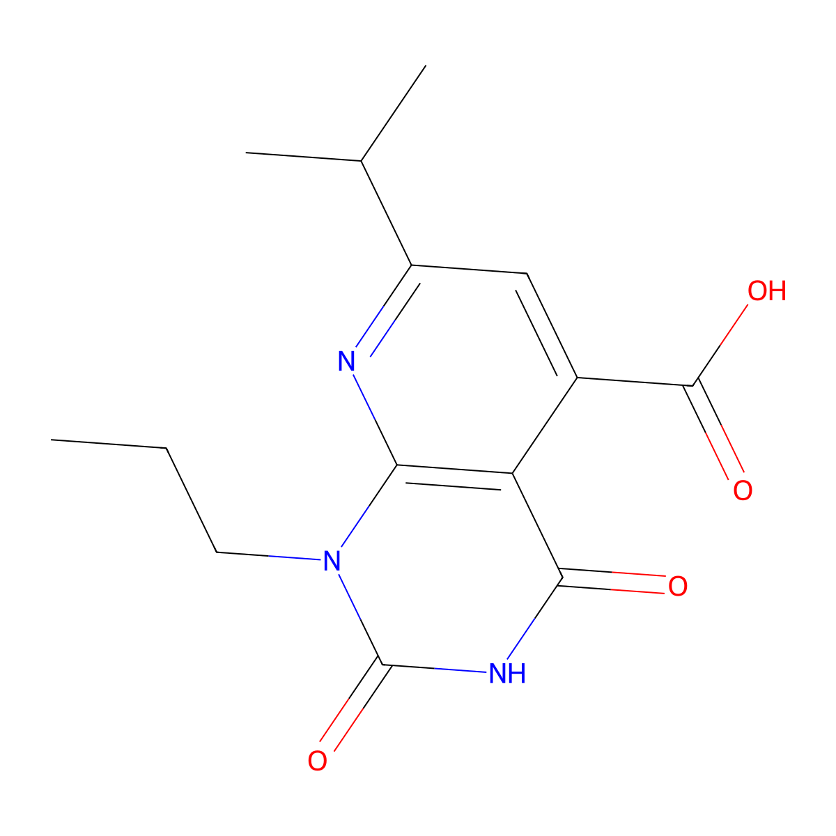 2,4-dioxo-7-(propan-2-yl)-1-propyl-1H,2H,3H,4H-pyrido[2,3-d]pyrimidine-5-carboxylic acid molecular structure, CAS 1000932-57-9