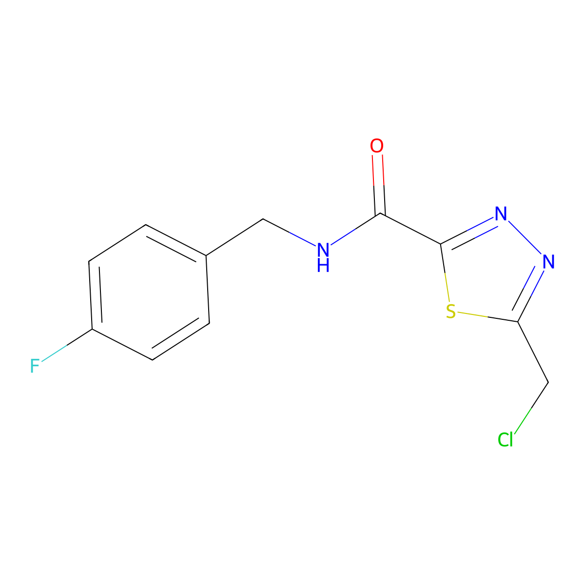 5-(chloromethyl)-N-[(4-fluorophenyl)methyl]-1,3,4-thiadiazole-2-carboxamide molecular structure, CAS 1000932-60-4