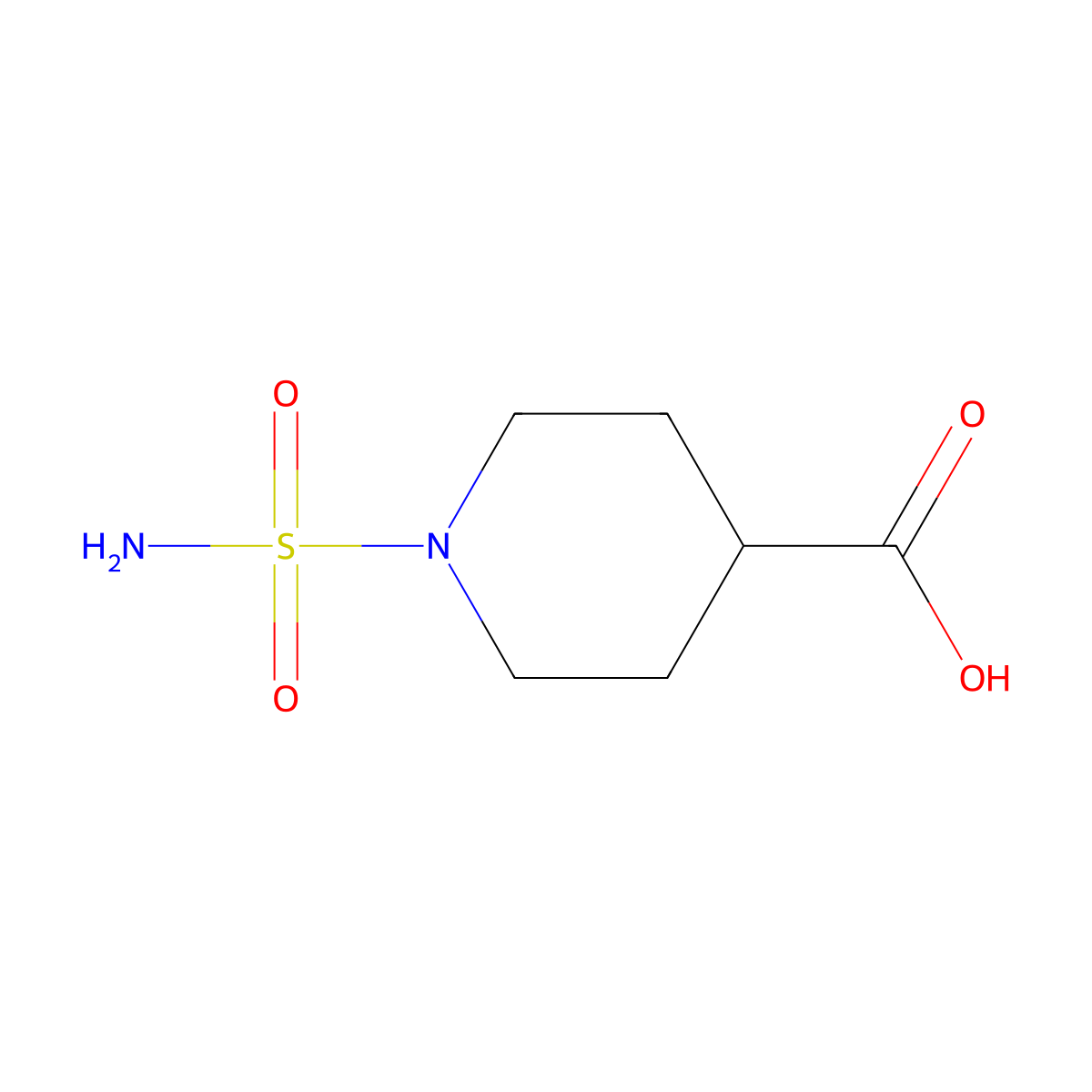 1-(Aminosulfonyl)-4-piperidinecarboxylic acid molecular structure, CAS 1000932-67-1