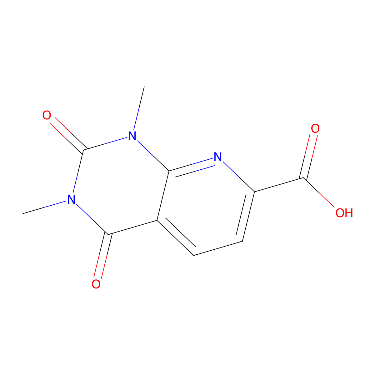 1,2,3,4-Tetrahydro-1,3-dimethyl-2,4-dioxopyrido(2,3-d)pyrimidine-7-carboxylic acid molecular structure, CAS 1000932-76-2