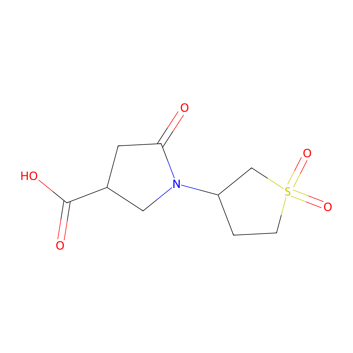 1-(1,1-Dioxo-1lambda6-thiolan-3-yl)-5-oxopyrrolidine-3-carboxylic acid molecular structure, CAS 1000932-78-4
