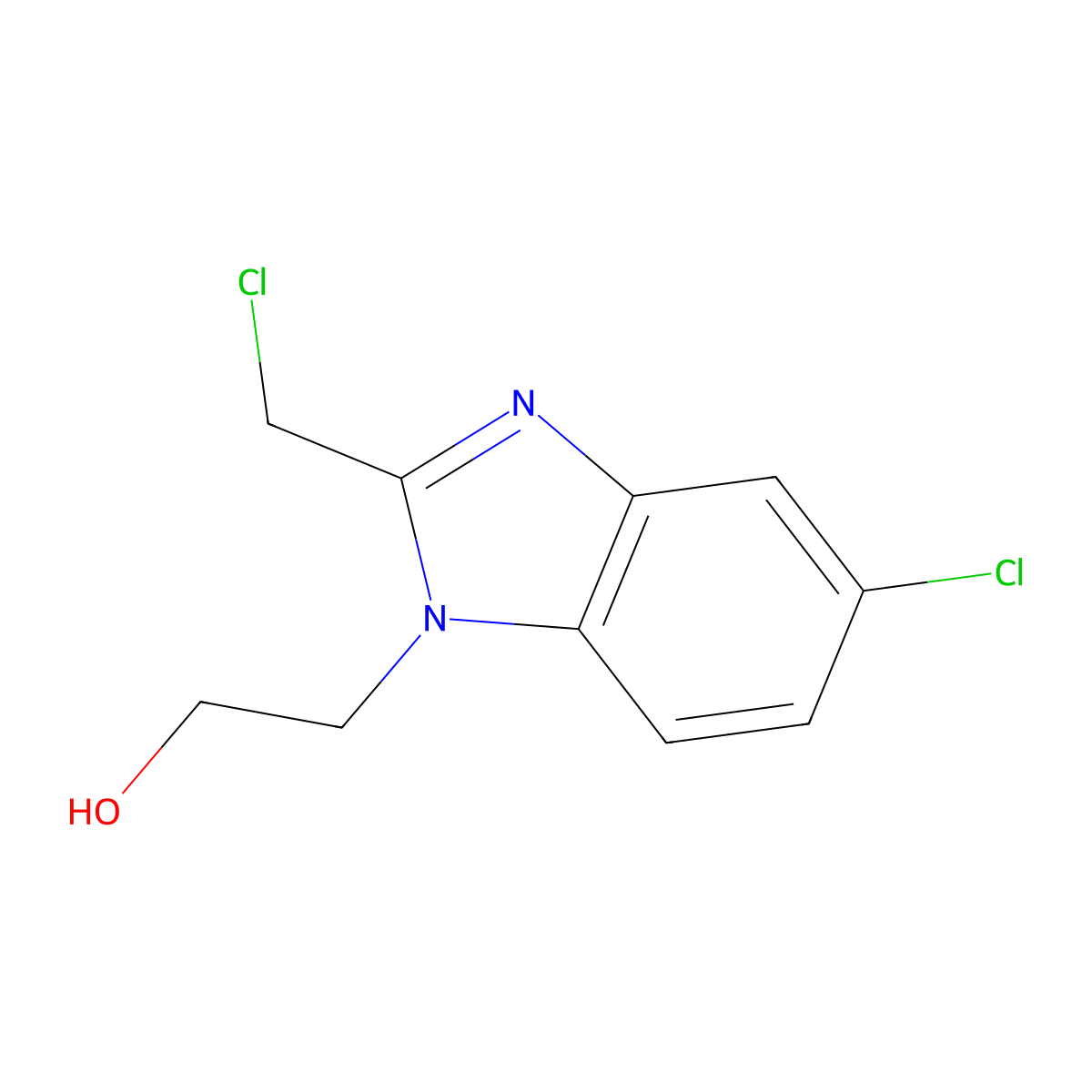 2-[5-chloro-2-(chloromethyl)-1H-1,3-benzodiazol-1-yl]ethan-1-ol molecular structure, CAS 1000932-85-3