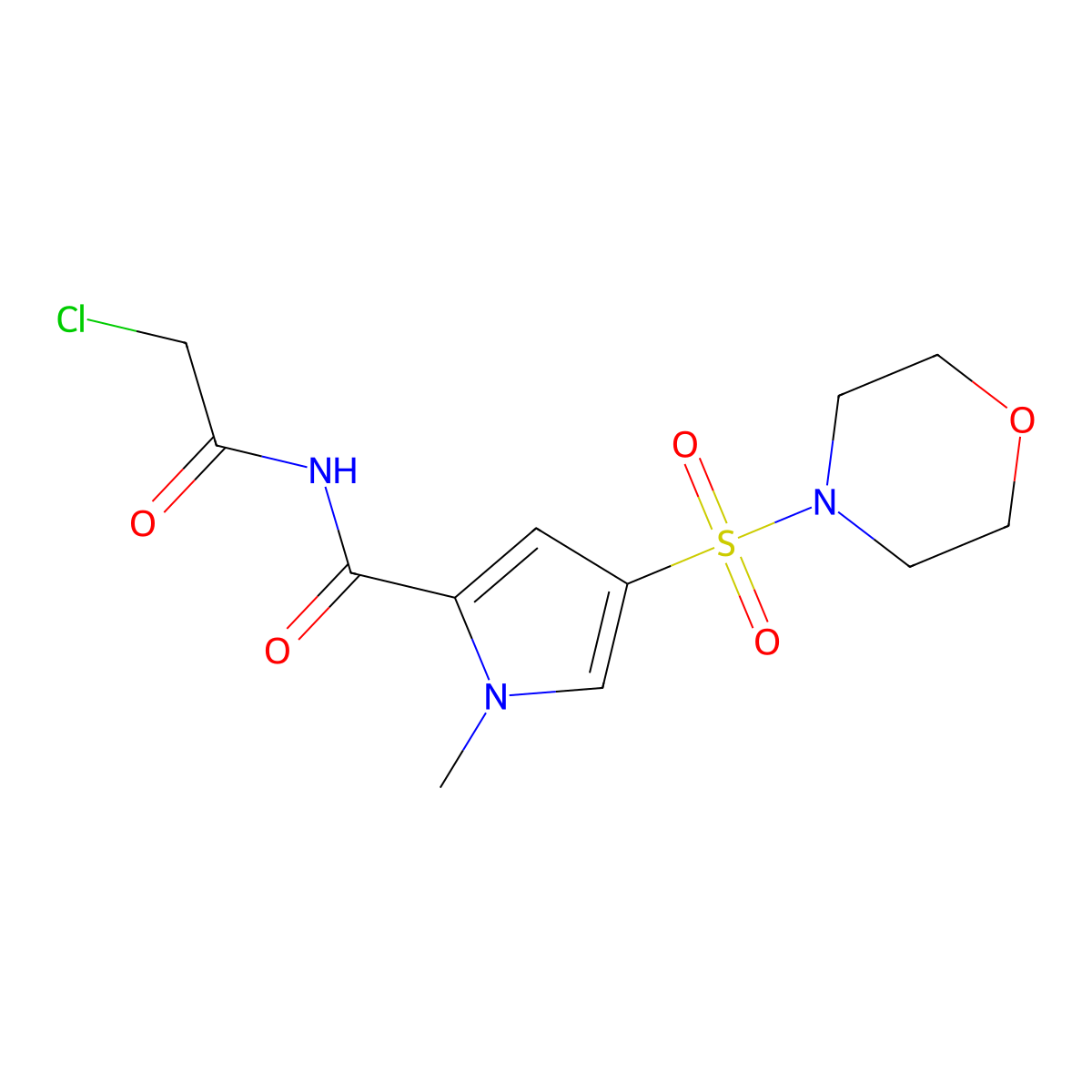 N-(chloroacetyl)-1-methyl-4-(morpholin-4-ylsulfonyl)-1H-pyrrole-2-carboxamide molecular structure, CAS 1000932-87-5